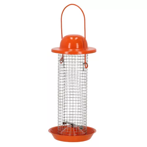 Felakasztható mogyoróadagolós madáretető, 24,5 cm, narancssárga