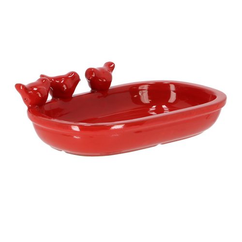 Kerámia madáritató és etető tál, 29 cm, piros