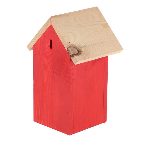 Fa madárház cinegéknek, 17 x 25,5 cm, piros