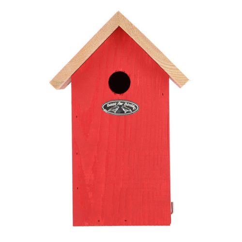 Fa madárház cinegéknek, 17 x 25,5 cm, piros